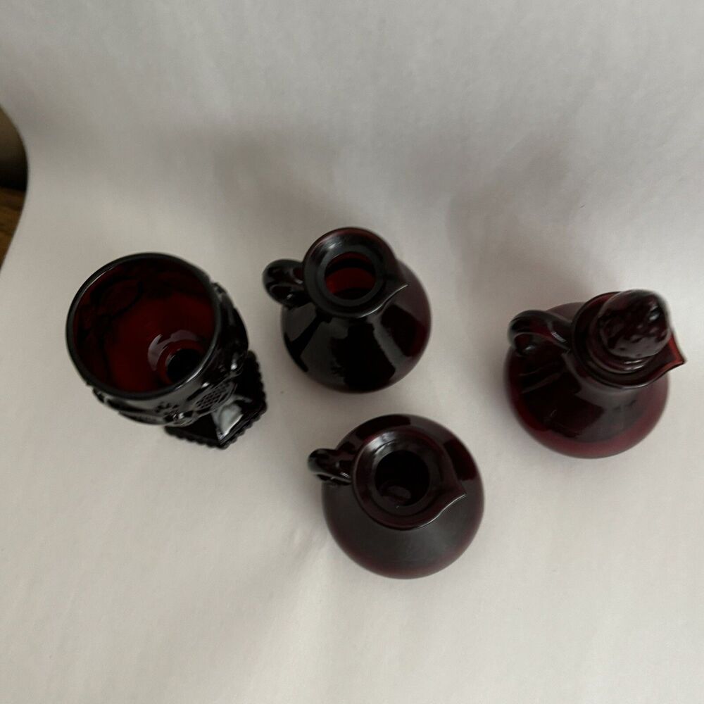 LOT Avon Cruets‎ Ruby Red Glass Shot Goblet Decanter Stopper - Picture 2 of 11